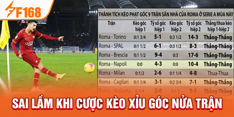 Kèo Xỉu Góc Nửa Trận - Cơ Hội Thắng Lớn Khi Chơi Tại F168 Sai lầm khi cược kèo xỉu góc nửa trận